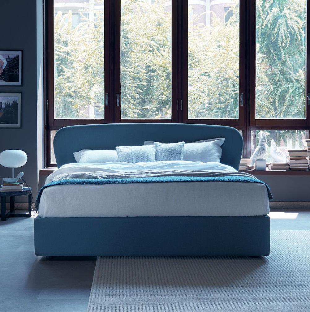 Leather bed with upholstered headboard | Origami by Dorelan