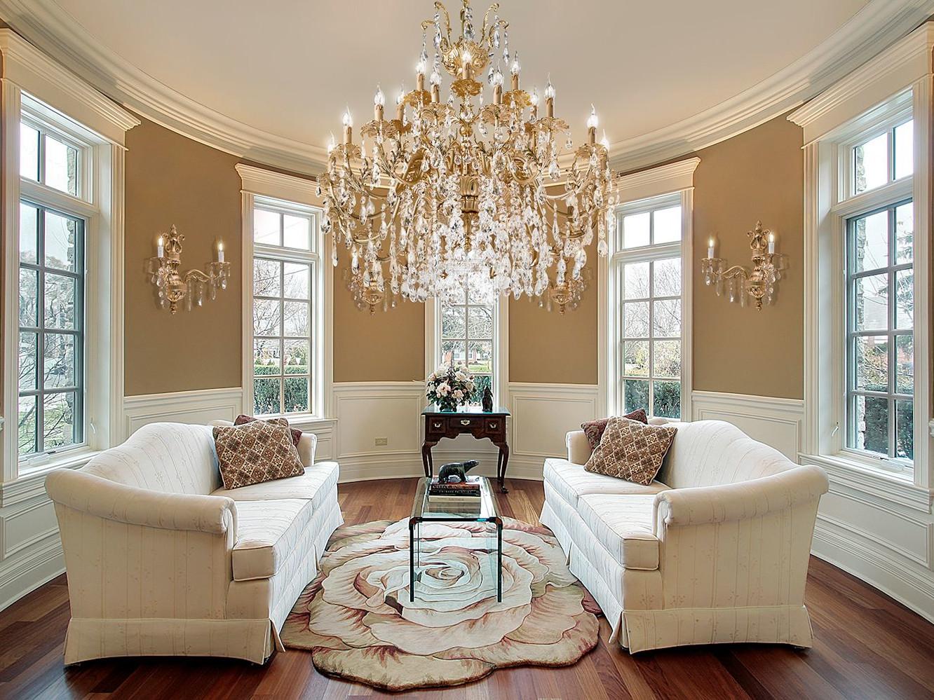 Sanded gold plated chandelier with Schoeler crystals | Nur 230/16+8-sh/g by Possoni Illuminazione