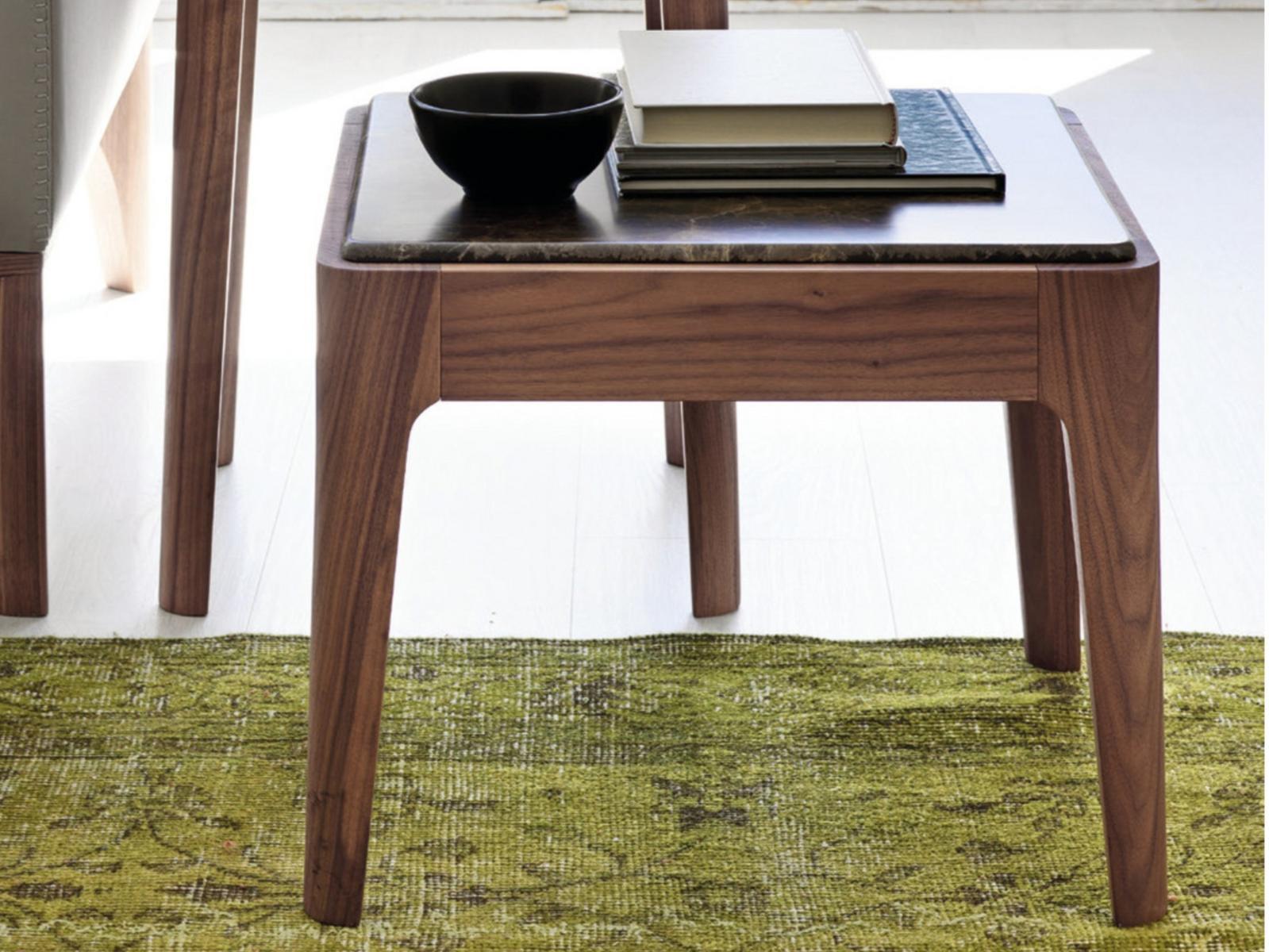 Low square walnut coffee table | Ziggy 1 by Porada