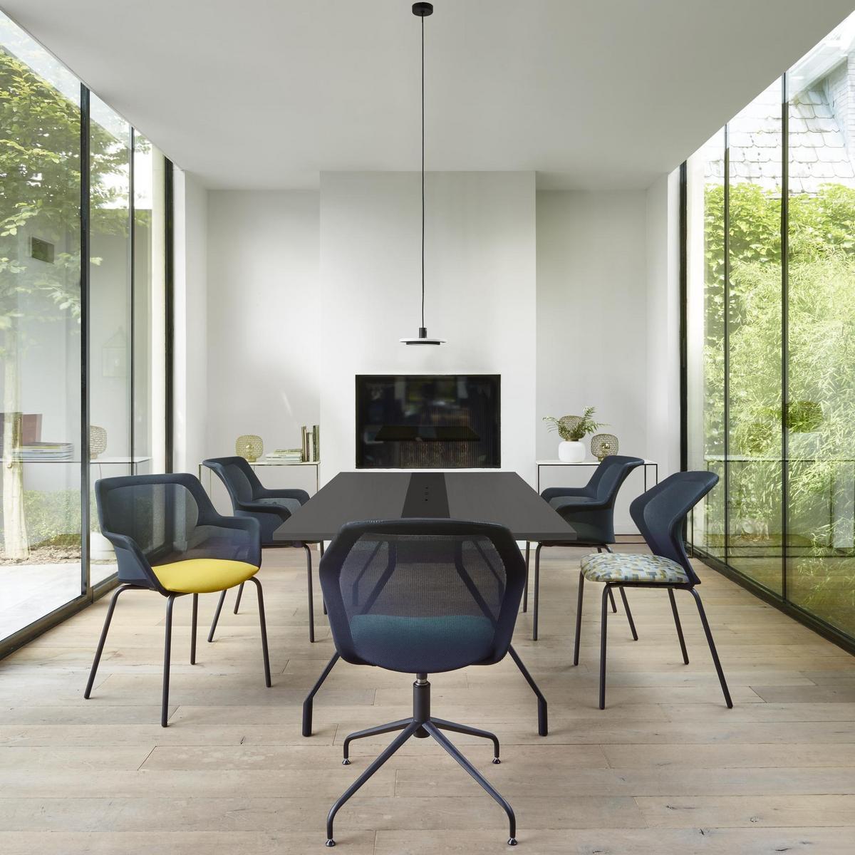 Upholstered fabric chair with integrated cushion | Piccione by Ligne Roset