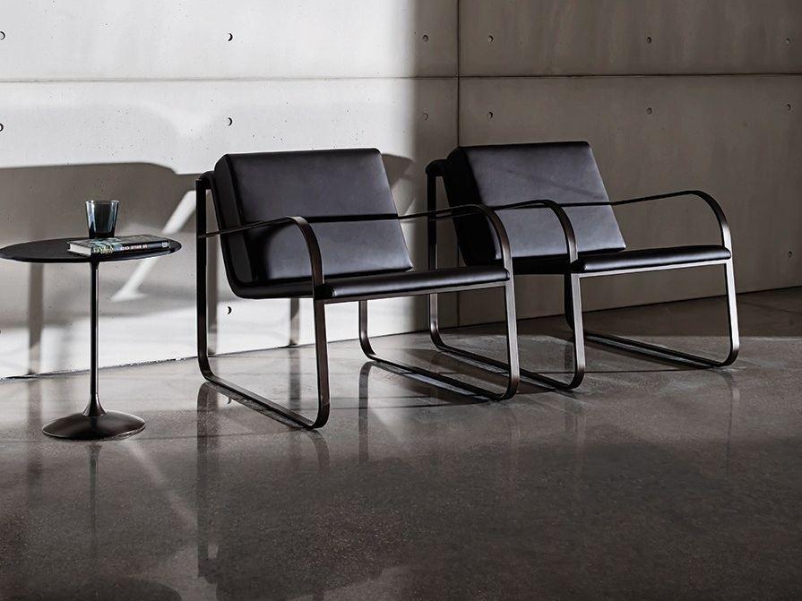 Upholstered leather easy chair with armrests | Bugatti by Sovet