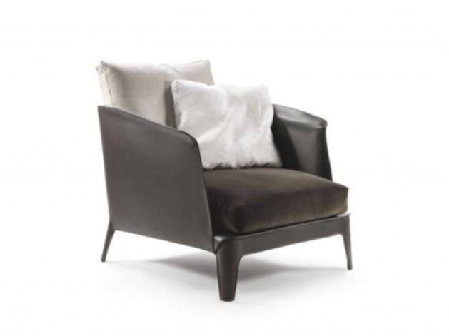 Tanned leather armchair with armrests | Isabel by Flexform