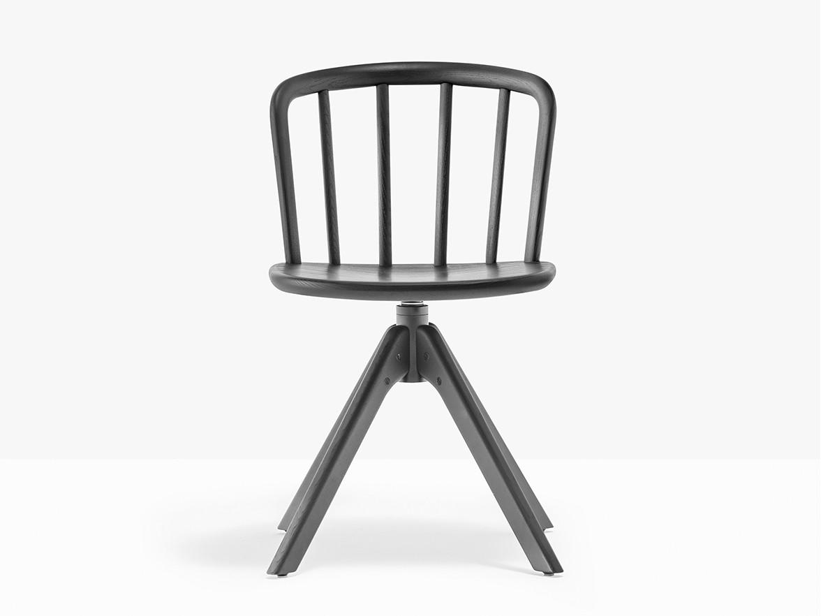 Swivel trestle-based ash chair | Nym 2840 by Pedrali
