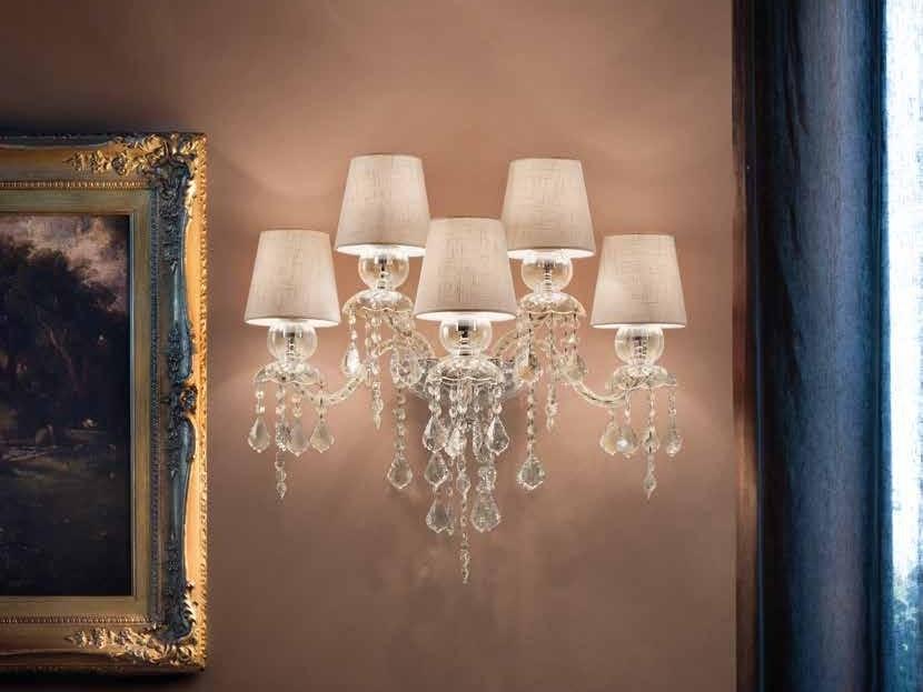 Glass wall lamp with crystals | Michiel by Sylcom