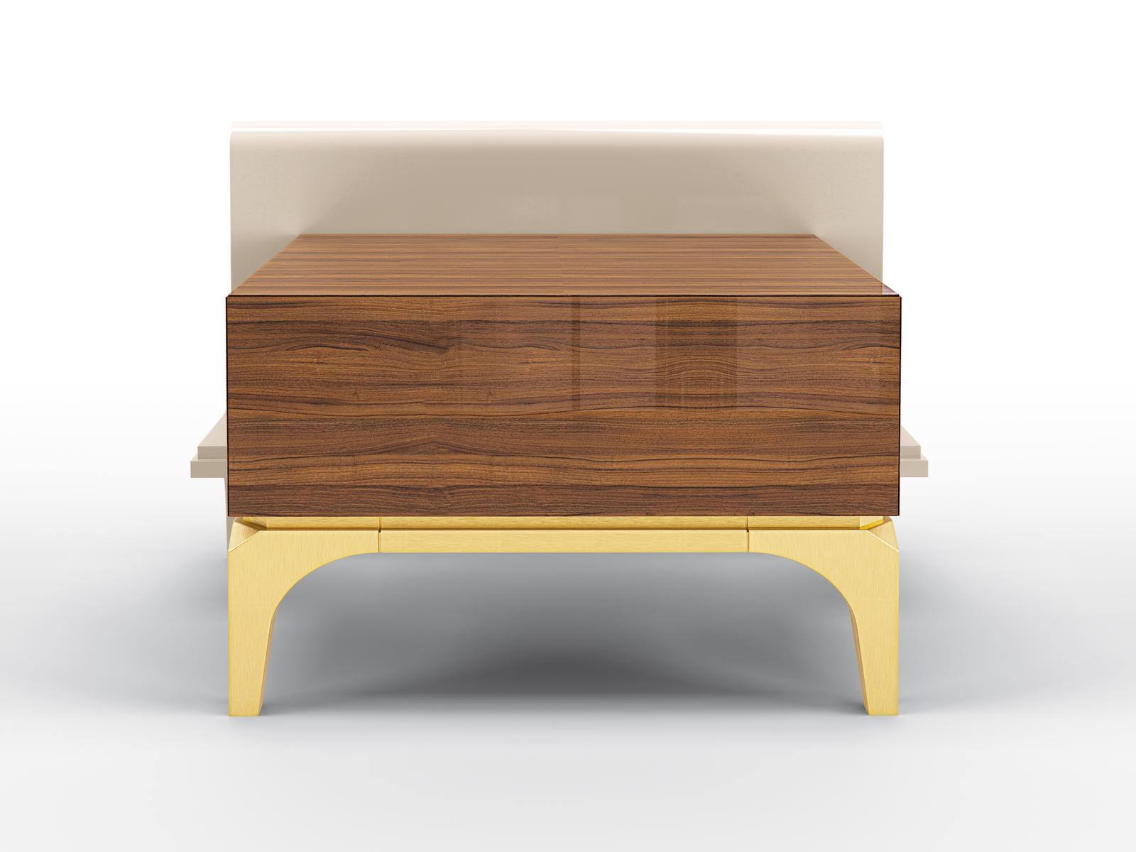 Bedside table with walnut drawer and metal legs | Horizon by Bruno Zampa