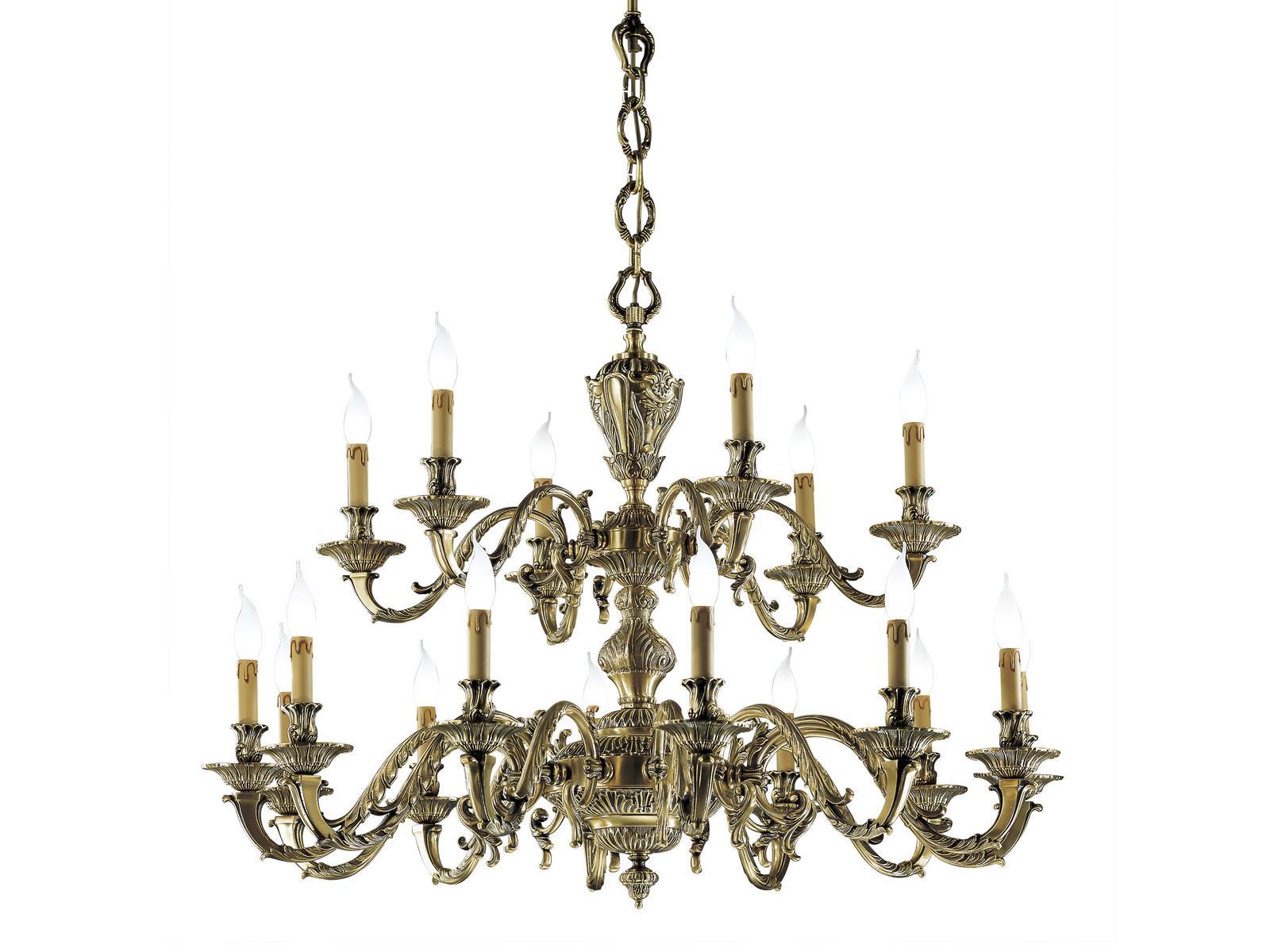 Antique Brass chandelier | Brad 1167/12+6 by Possoni Illuminazione