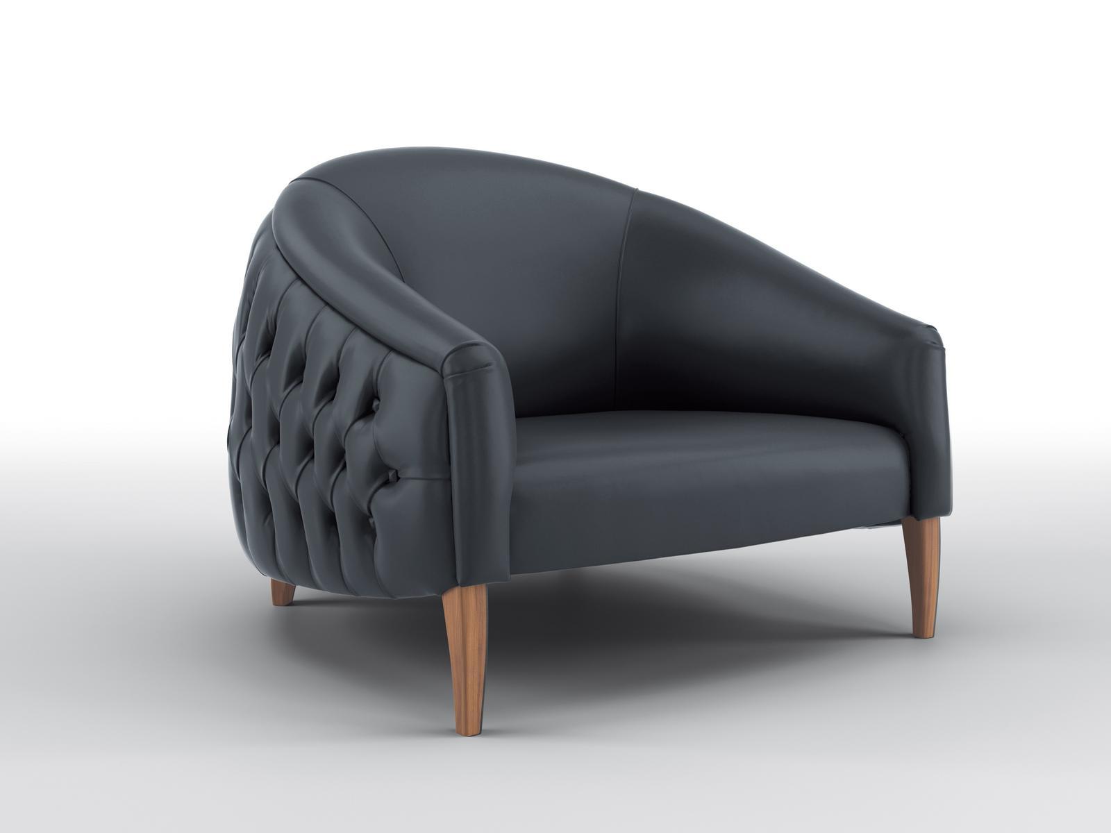 Tufted leather armchair with armrests | Marylou by Bruno Zampa