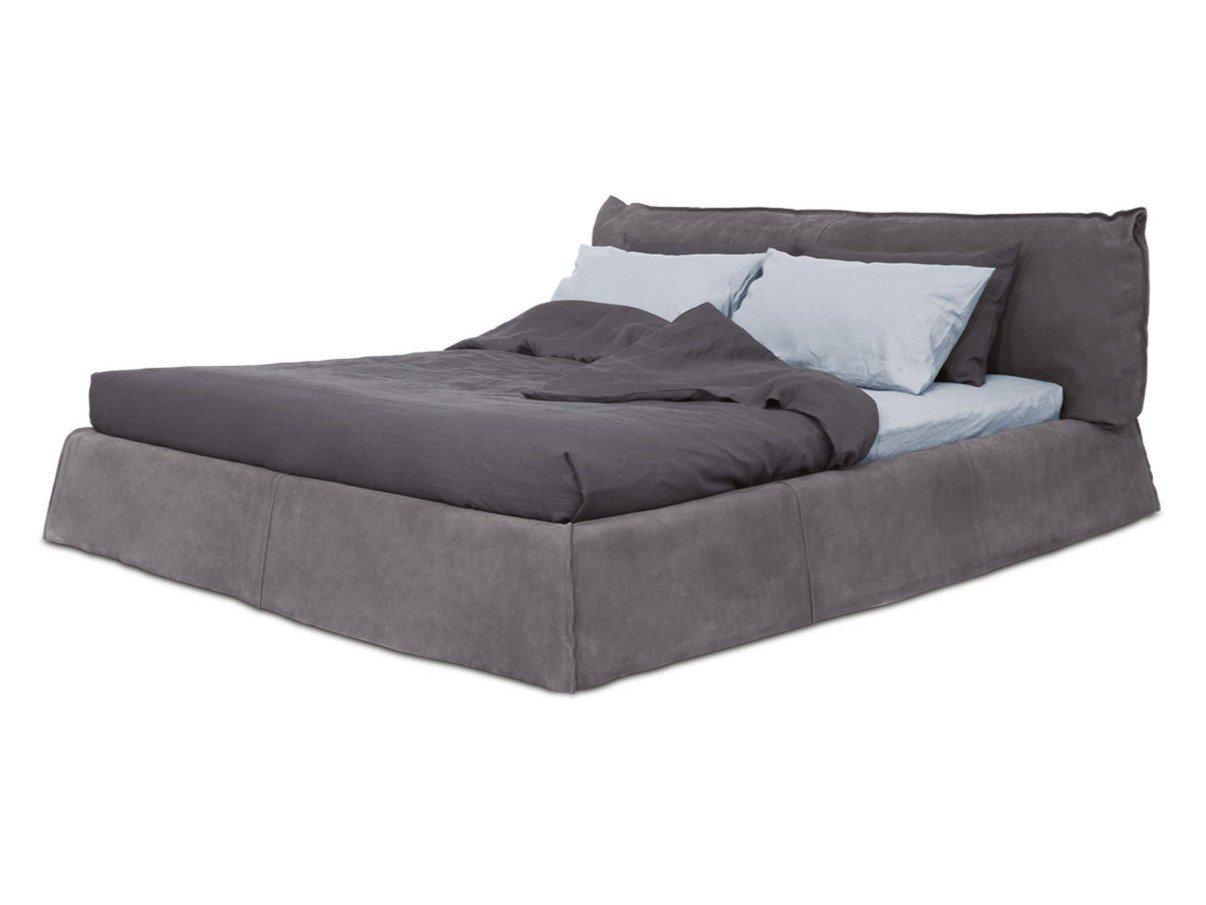 Upholstered leather double bed | Paris Slim by Baxter