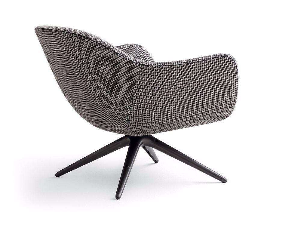 Upholstered trestle-based fabric armchair with armrests | Mad Chair by Poliform