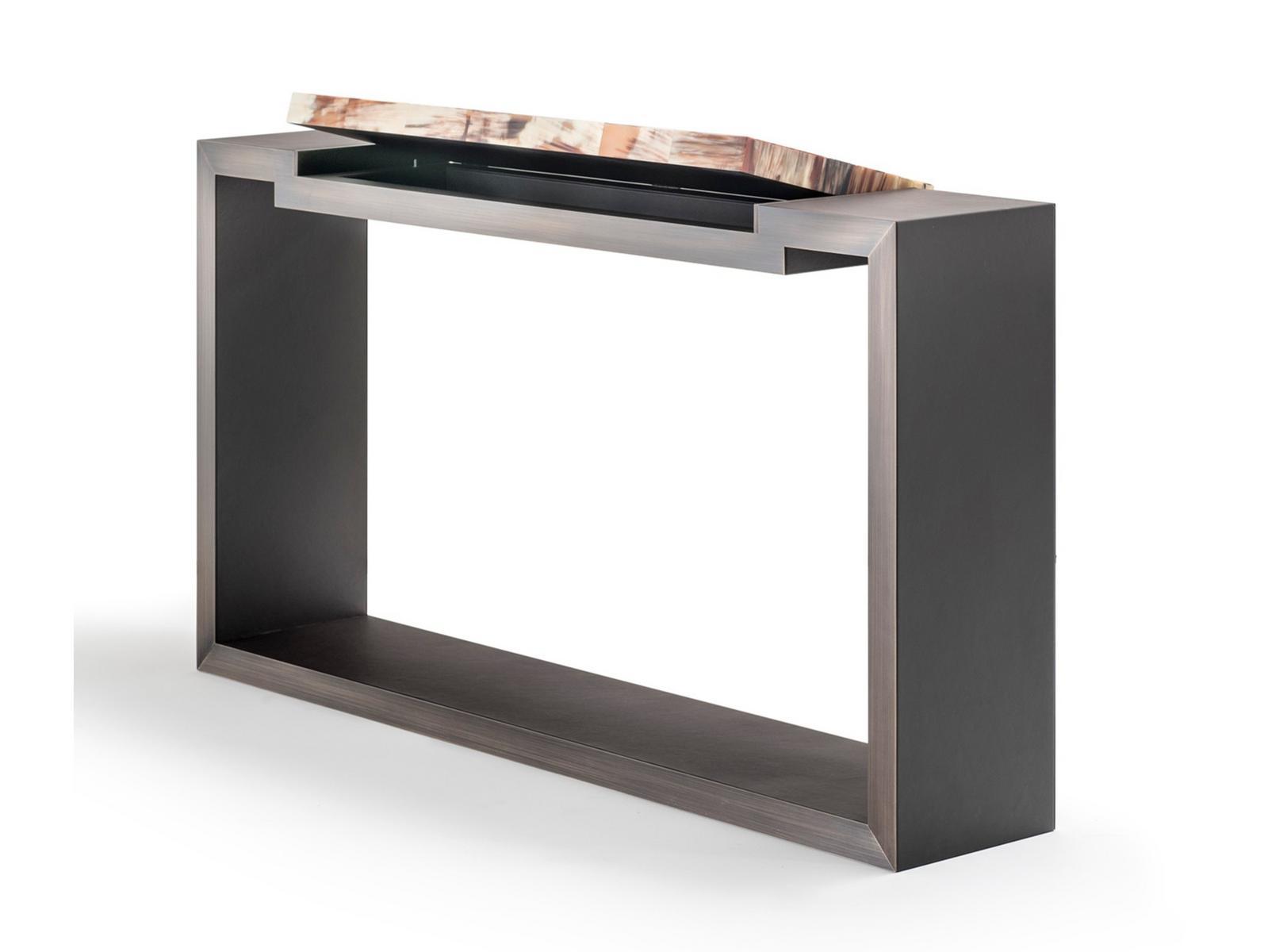 Rectangular leather console table | Essenziale 6020 by Arcahorn