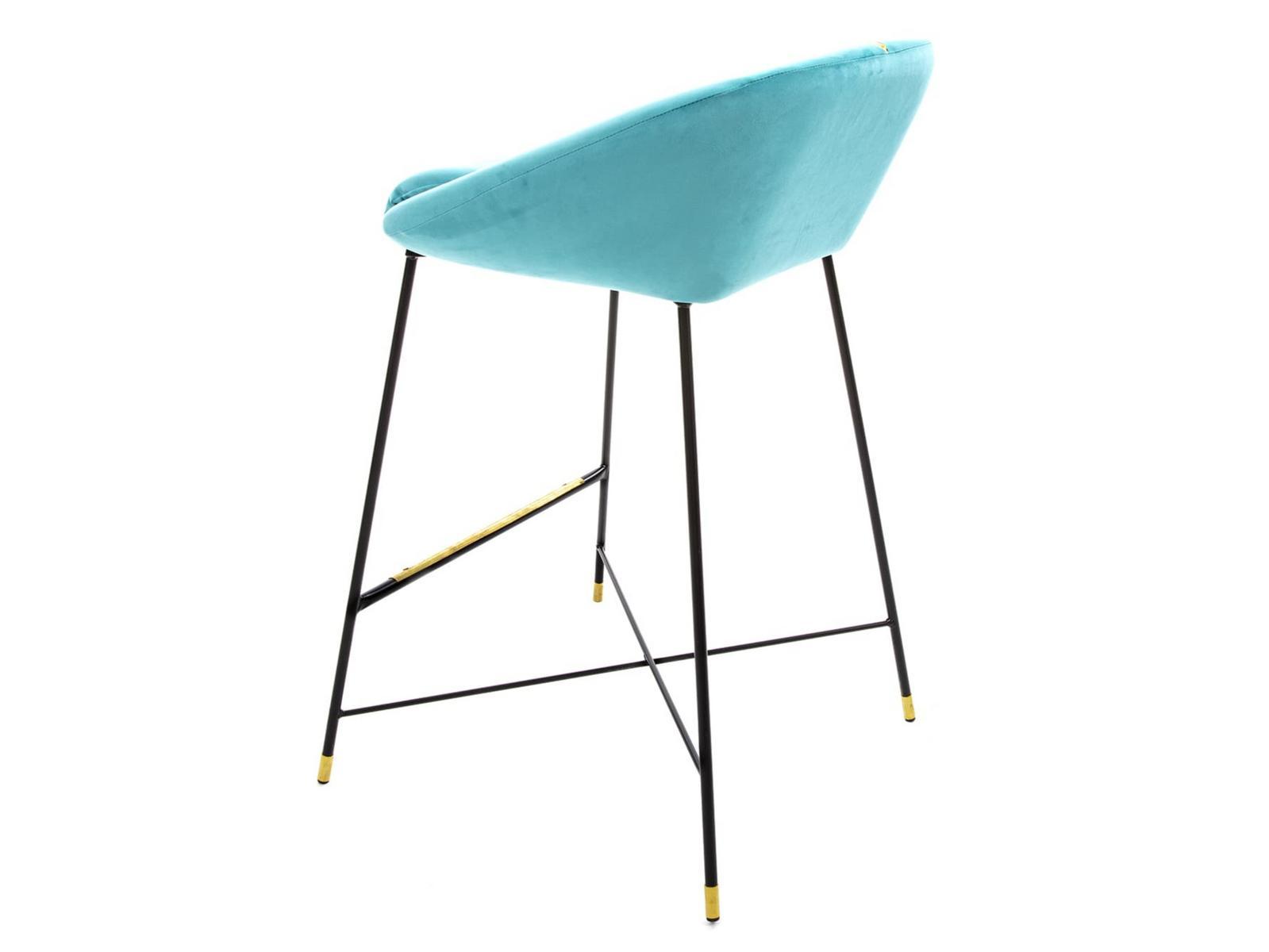 High fabric stool with back | Drill by Seletti
