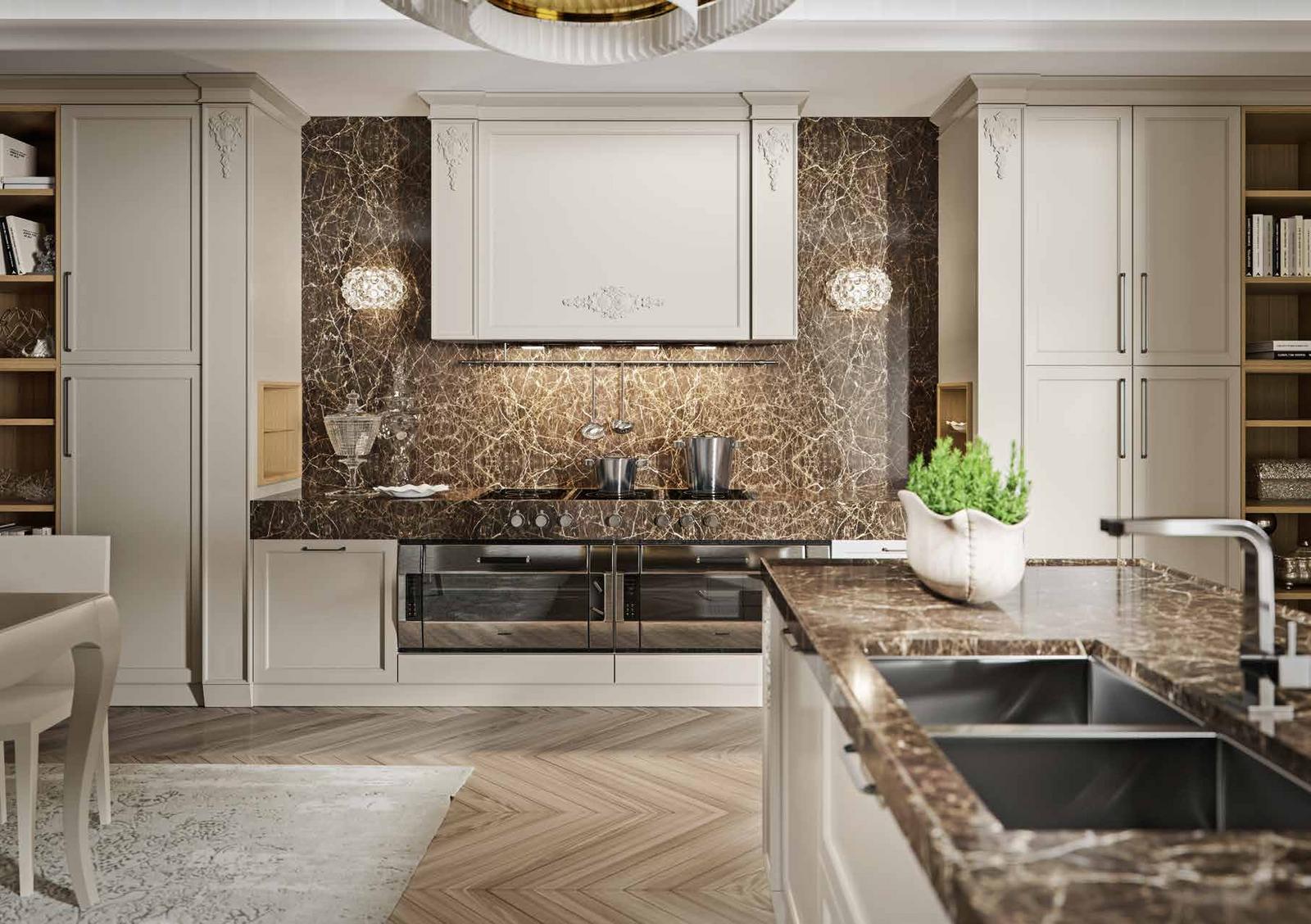 Wood kitchen with handles Old Line Maya