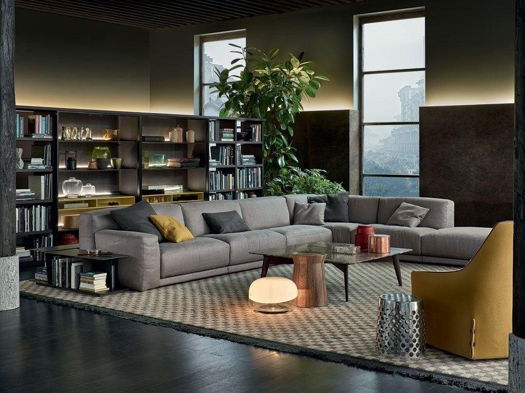 Sectional wooden bookcase | Wall System by Poliform