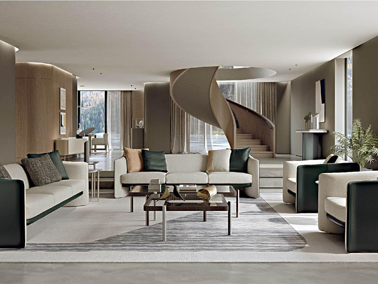 3 seater leather sofa | Blossom by Turri