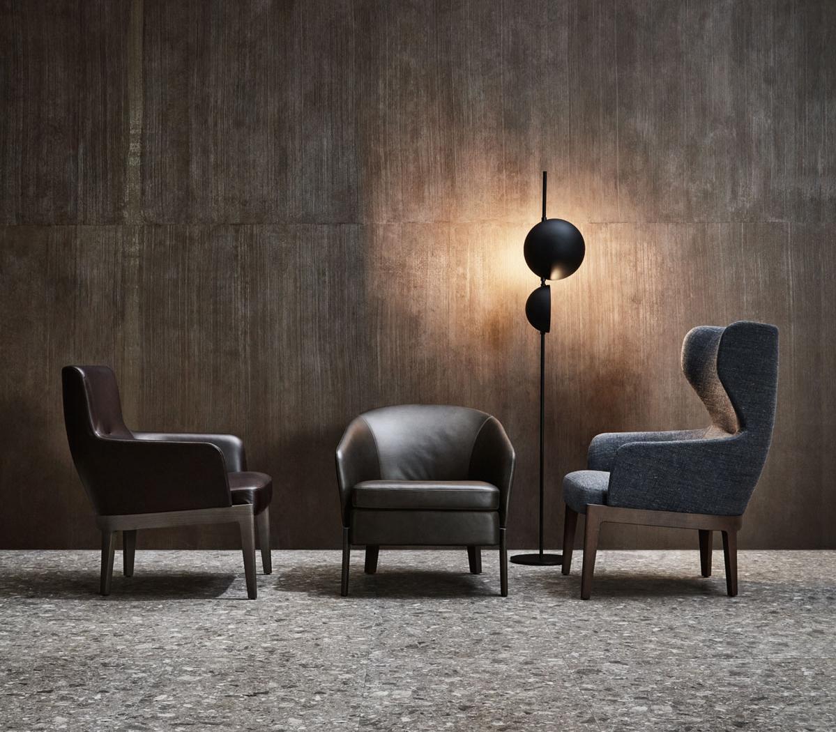 Leather armchair with armrests | Chelsea by Molteni