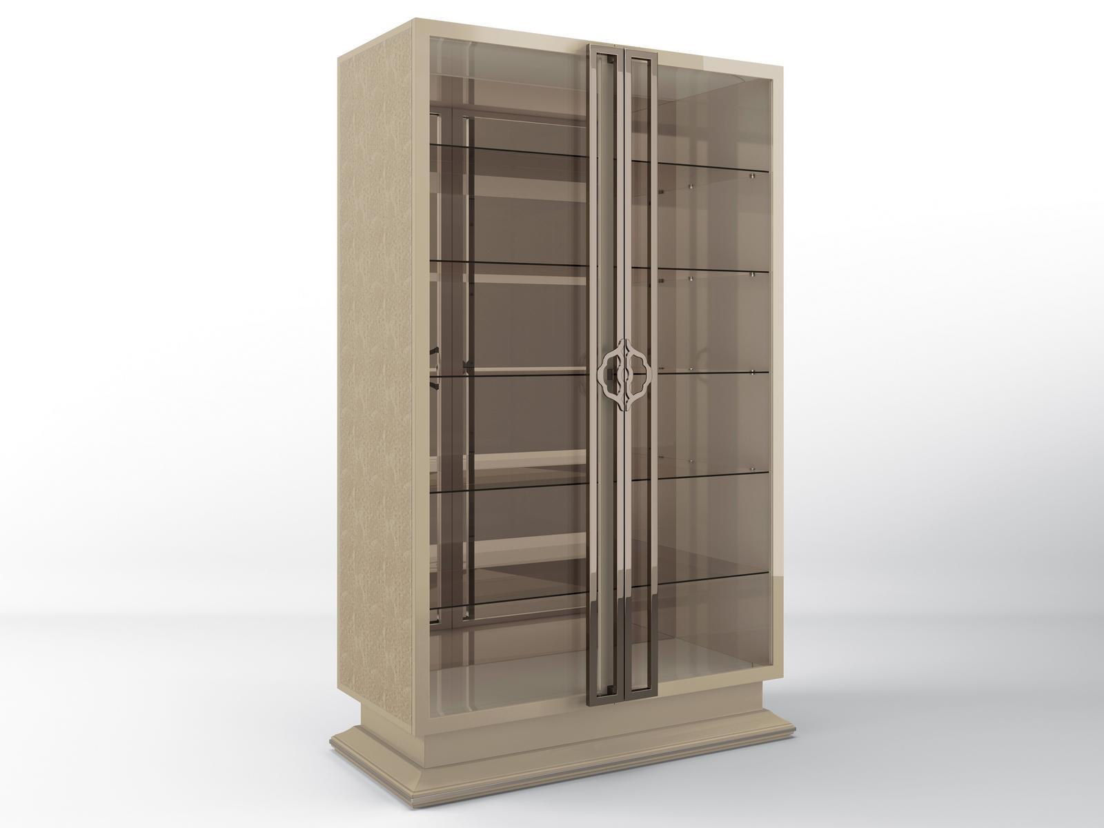 Solid wood sideboard with glass hinged doors | Concorde by Bruno Zampa