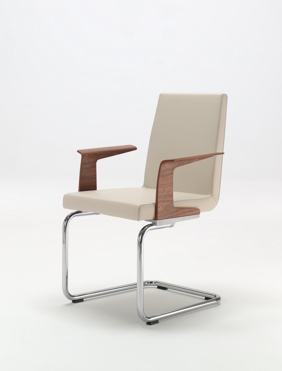 Cantilever leather chair with armrests | 620 by Rolf Benz