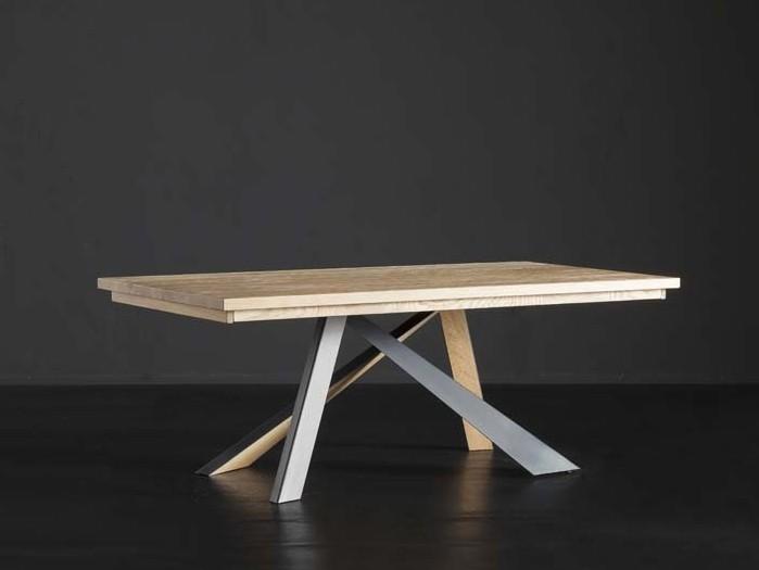 Rectangular solid wood dining table | Parigi + Metal/legno by Altacorte