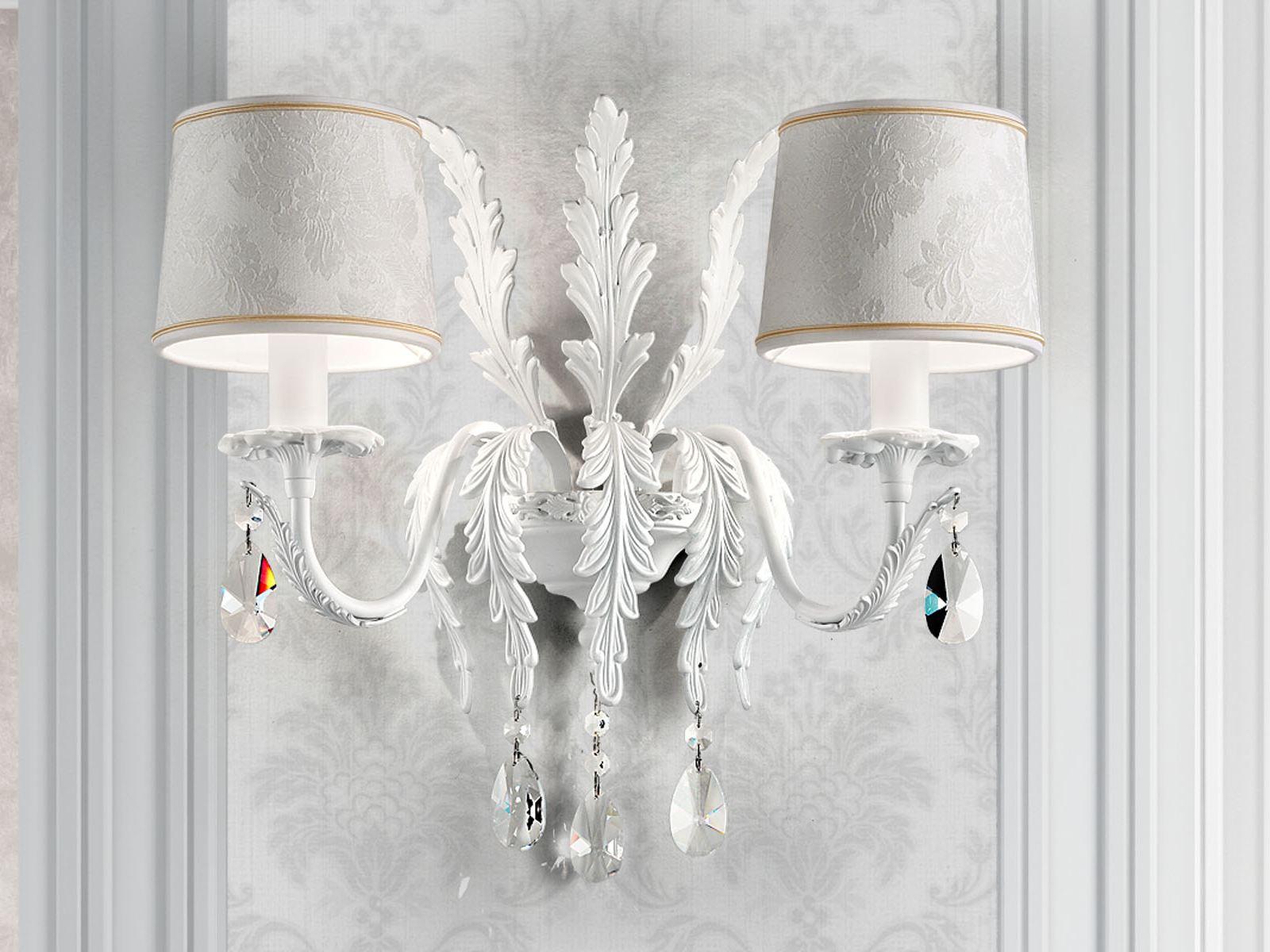 Direct light painted metal wall lamp with crystals | Acantia A2 by Masiero