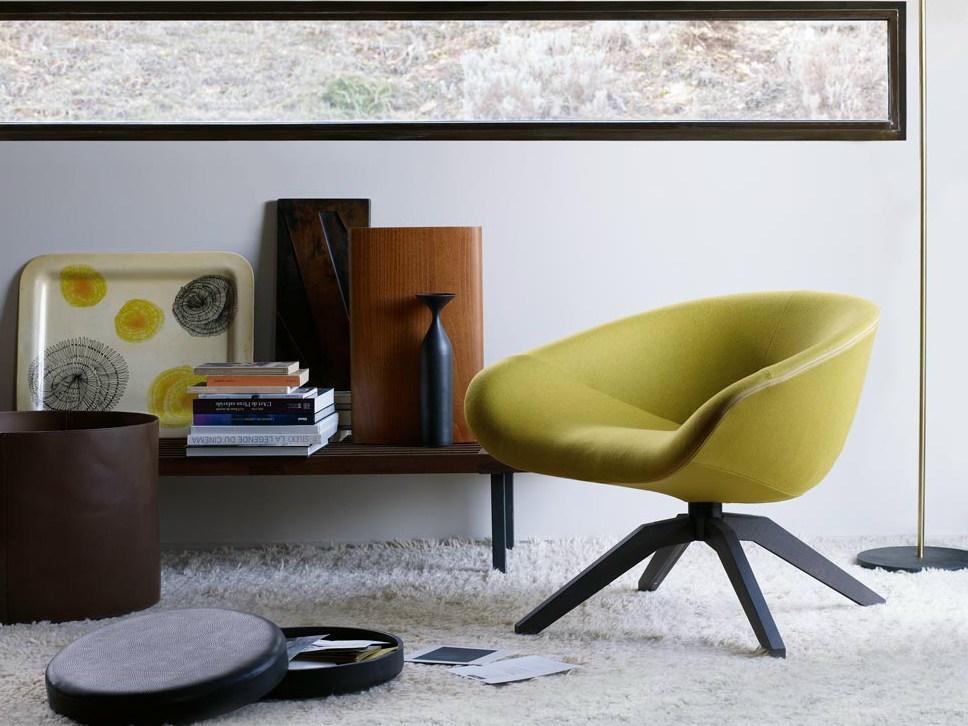 Swivel trestle-based fabric easy chair | Mart by B&B Italia