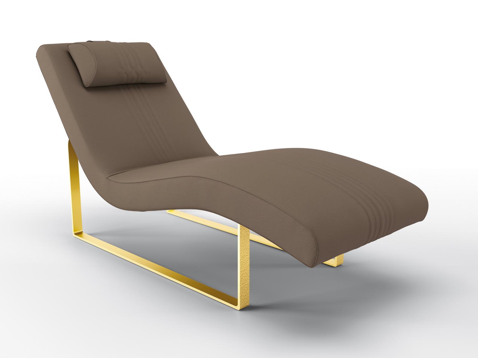 Upholstered leather Chaise longue | Gerrit by Bruno Zampa