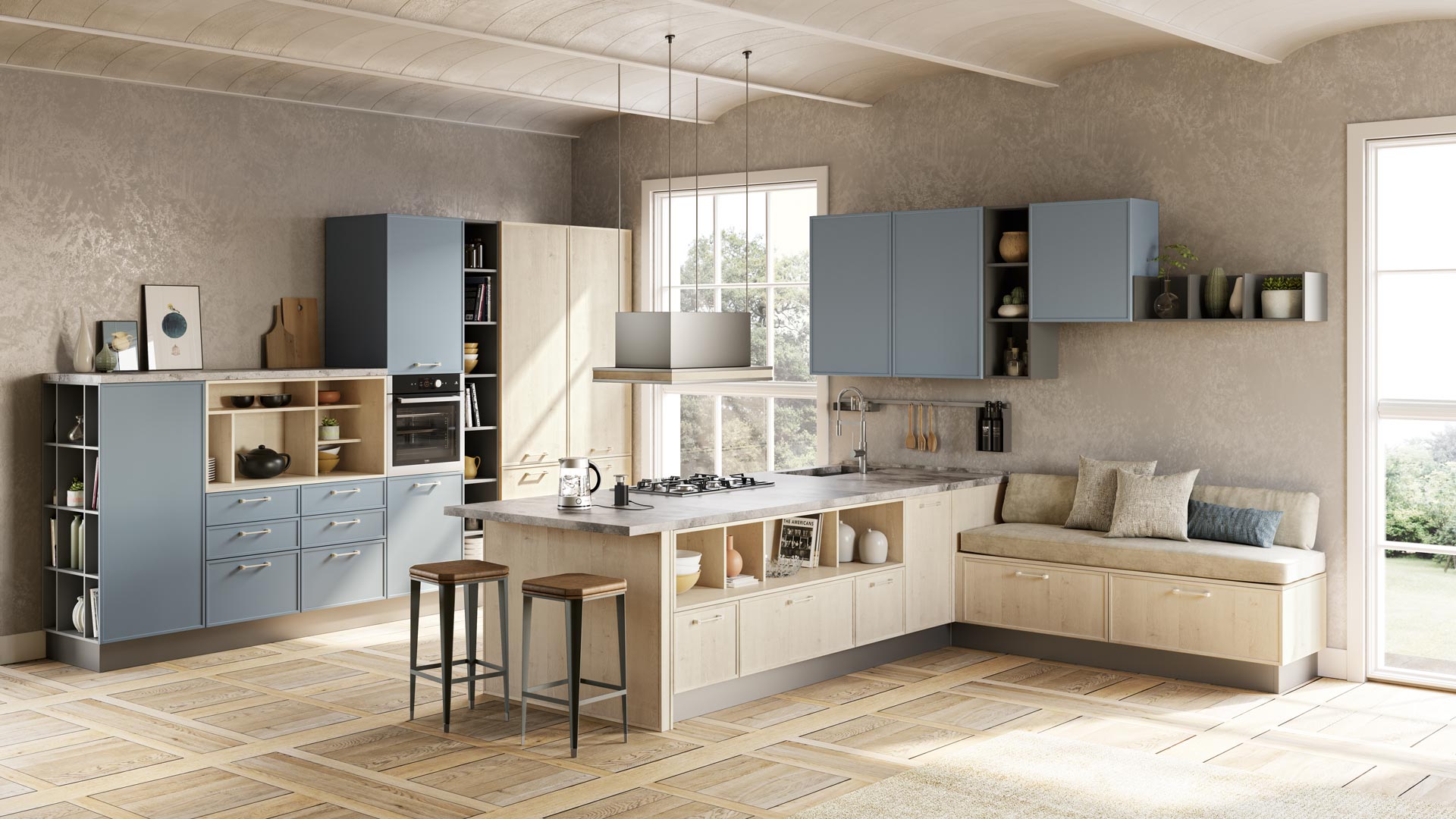 Melamine kitchen with handles Creo kitchens Rewind