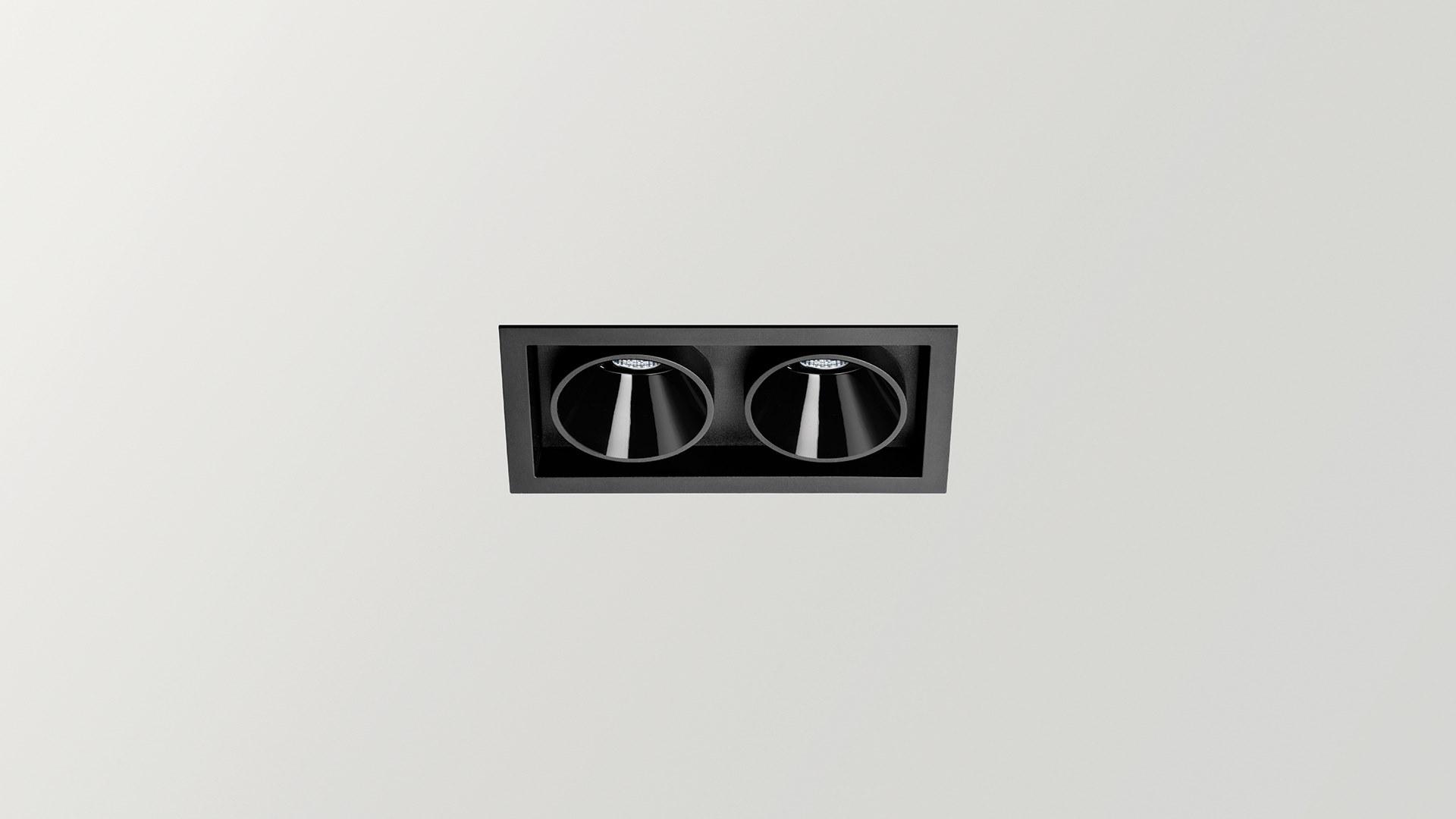 LED recessed multiple aluminium spotlight | Black Foster Recessed 2 by Arkoslight