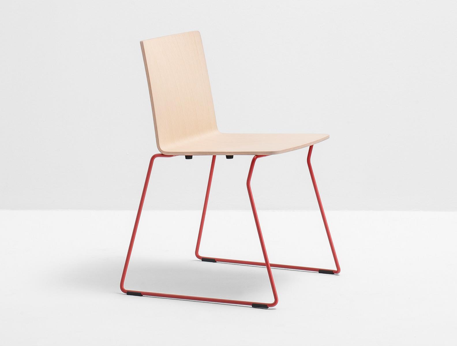 Sled base stackable multi-layer wood chair | Osaka Metal 5714 by Pedrali