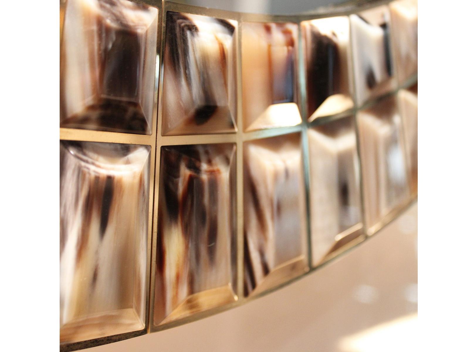 Round framed wall-mounted brass mirror | Astrid 1741 by Arcahorn