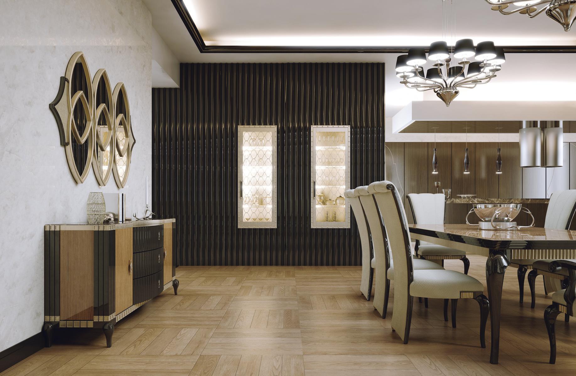 Wall mirror with frame in plywood and fabric | Flynn by Bruno Zampa