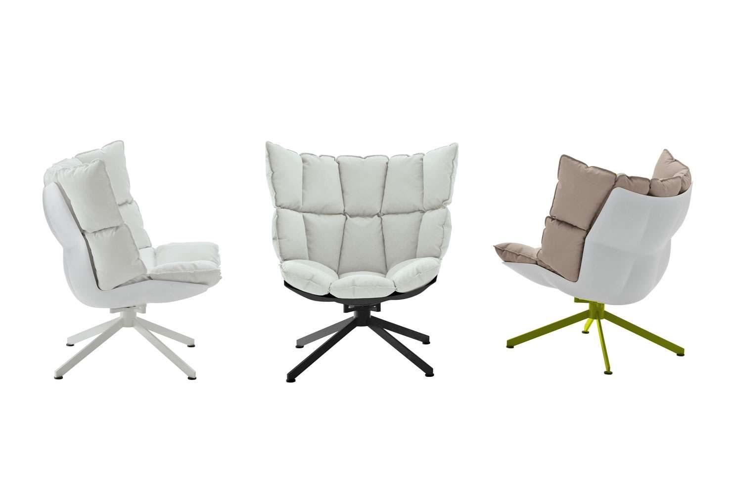 Upholstered trestle-based armchair | Husk by B&B Italia