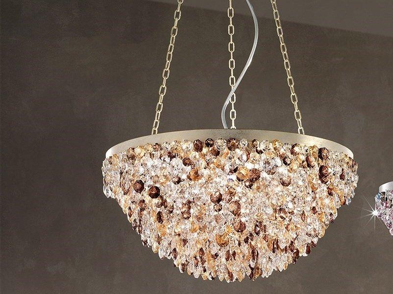 Metal pendant lamp with crystals | Rosemery 4 by Masiero