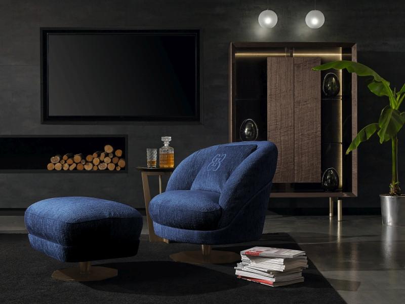 Swivel fabric armchair | Space by Grilli