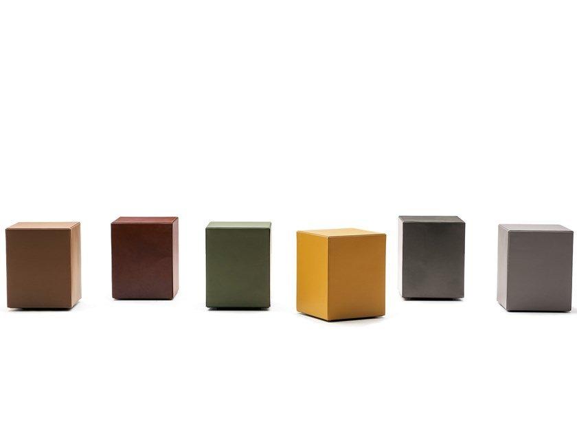 Square tanned leather coffee table | Solid Saddle-hide by Minotti