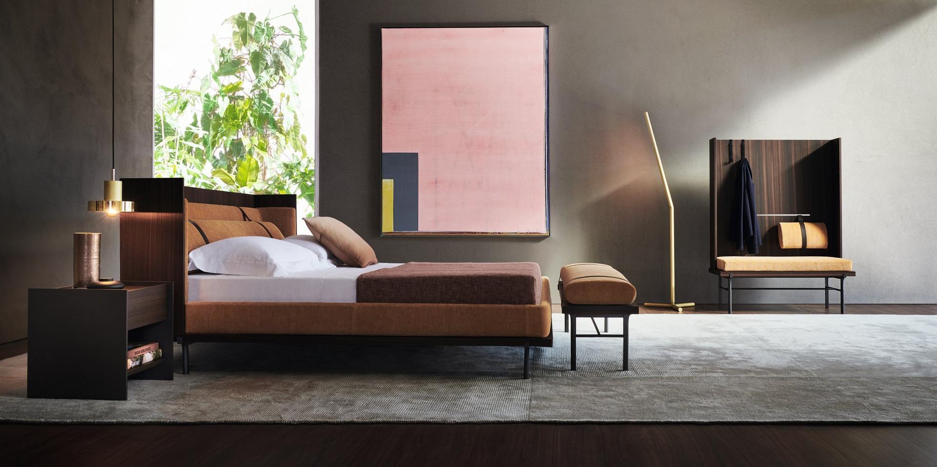 Double bed with upholstered headboard | Twelve A.m. by Molteni