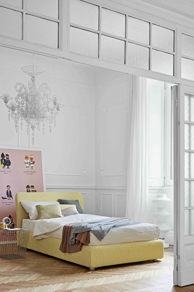 Storage bed with upholstered headboard | Tonight by Bonaldo