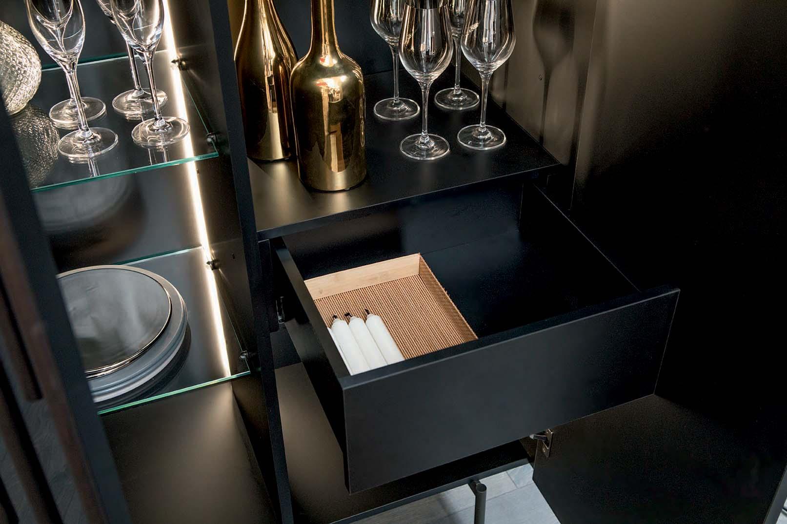 Wood and glass highboard with doors | Drops by Tonin Casa