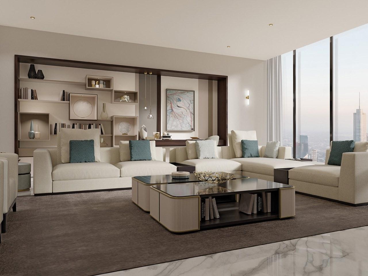 Rectangular wooden coffee table with glass top | Pr.329 by Stella del Mobile