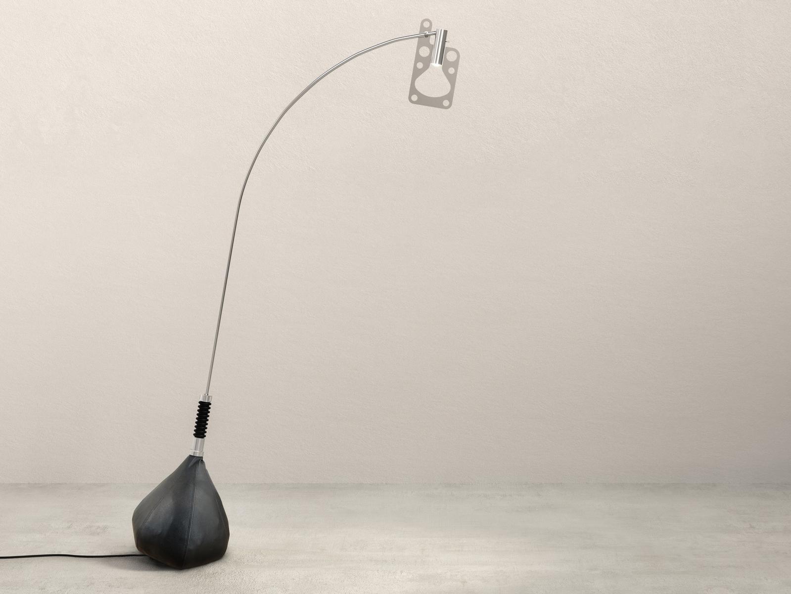 Aluminium floor lamp with false leather base | Bul-bo by Axolight