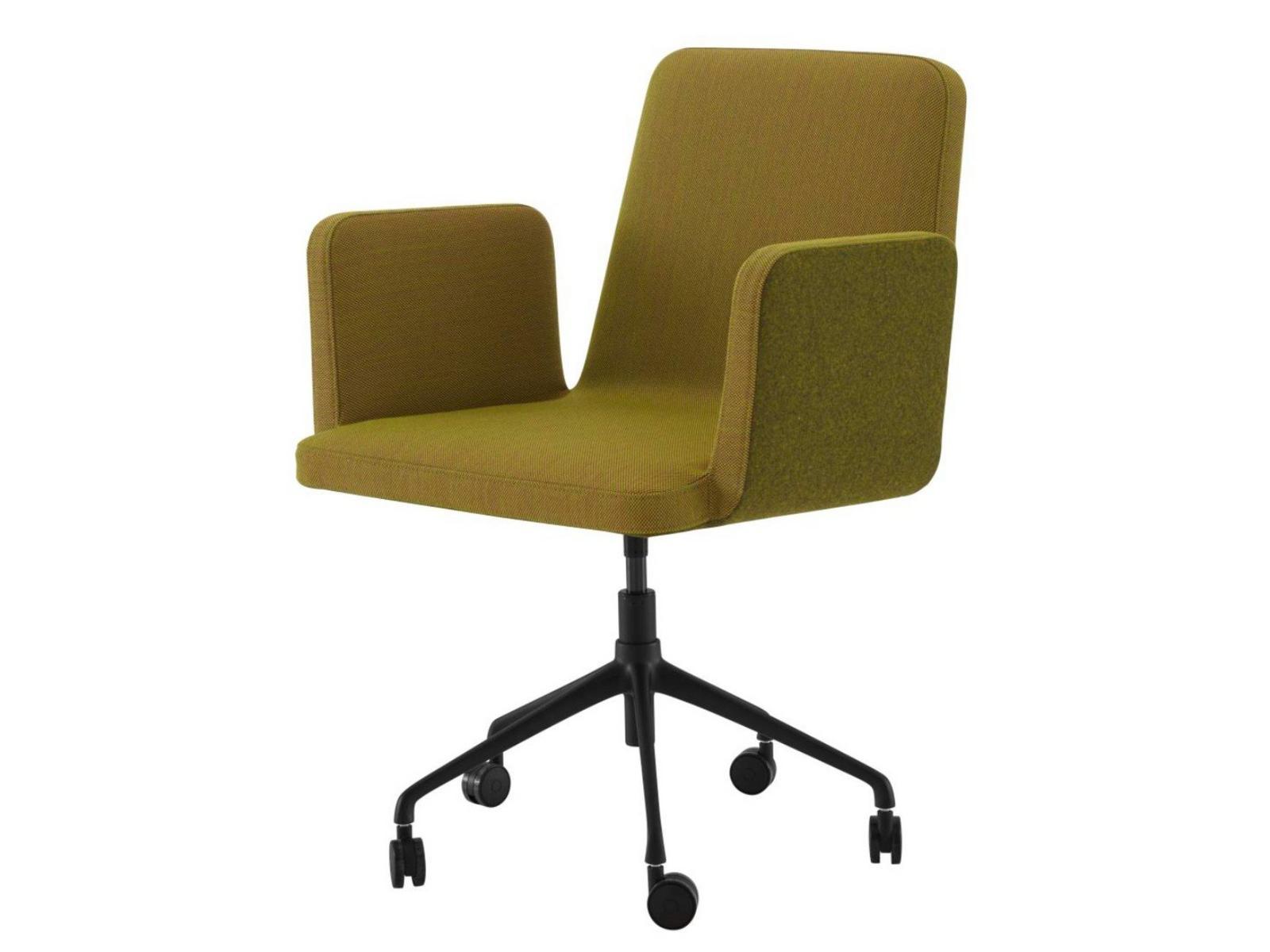 Swivel fabric office chair with 5-Spoke base with castors | Vik 2 by Ligne Roset