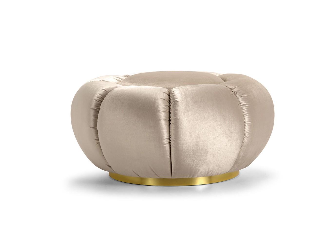Upholstered round fabric pouf | Arke by Domingo salotti