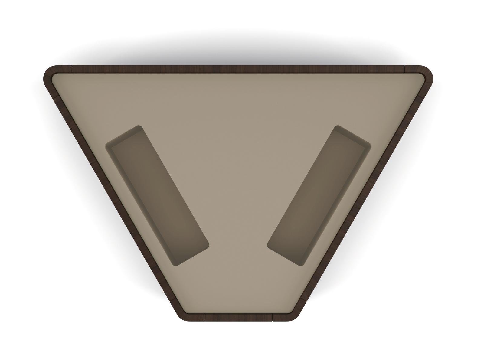 Trapezoidal table in walnut and lacquered top | Wave by Bruno Zampa