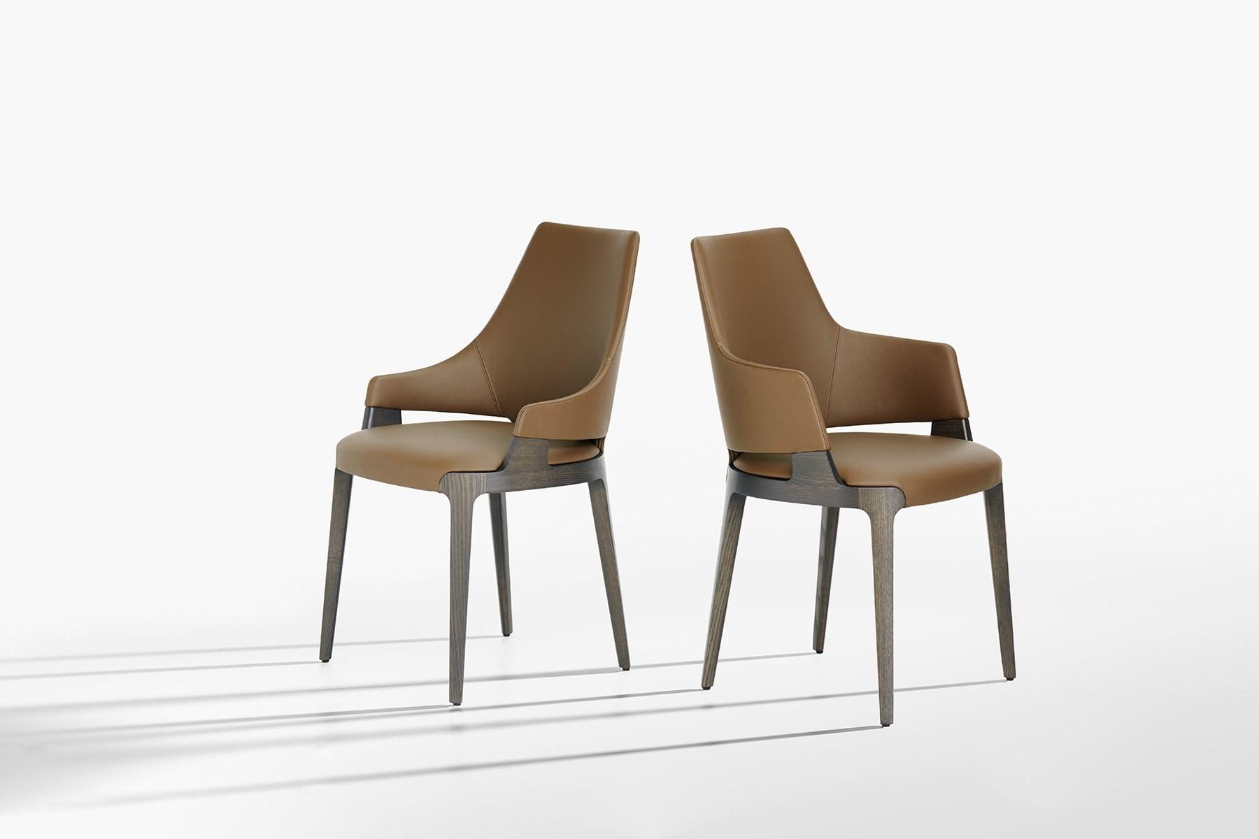 Upholstered leather chair with armrests | Velis by Potocco