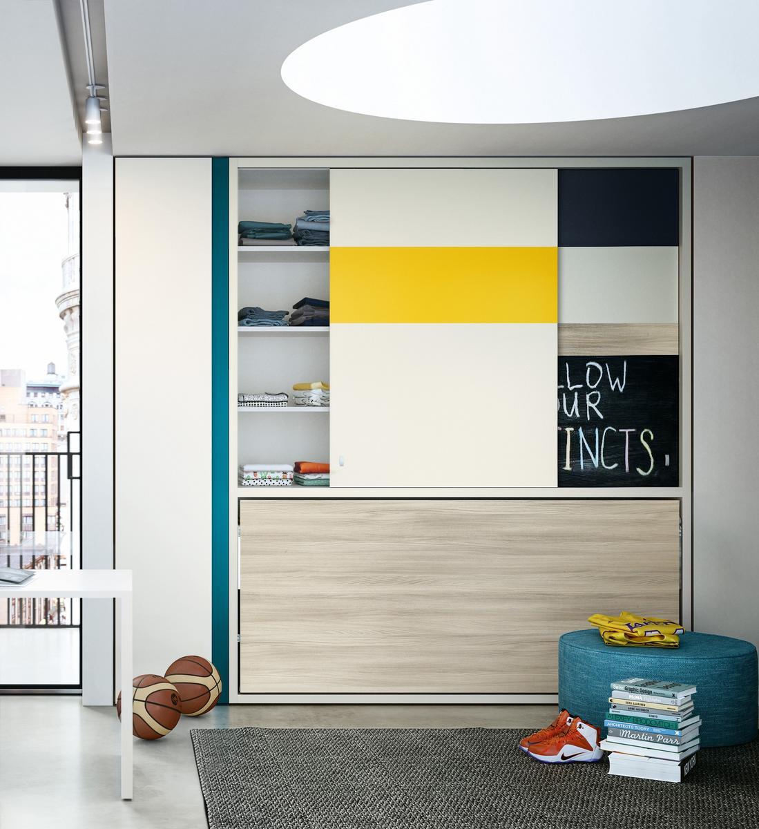 Pull-down melamine-faced chipboard single bed | Kali Ponte Standard by CLEI