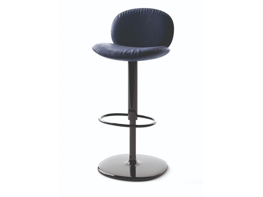 High swivel leather stool with back | Dove by Natuzzi Italia