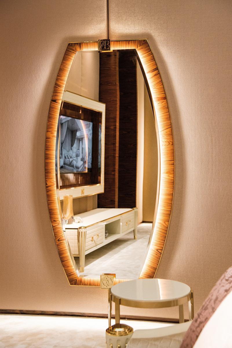 Wall mirror with frame and integrated lighting | Etienne by Bruno Zampa