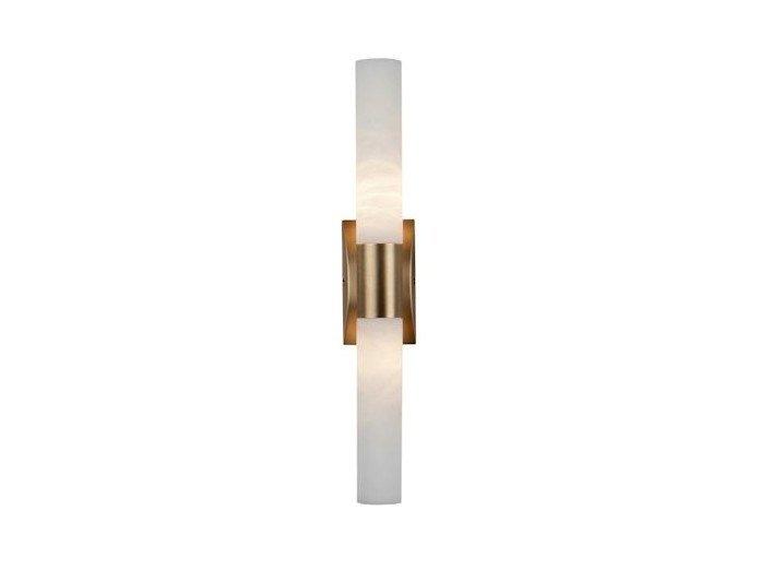 Light antique brass wall light and alabaster | Tube 2000/a2 by Possoni Illuminazione