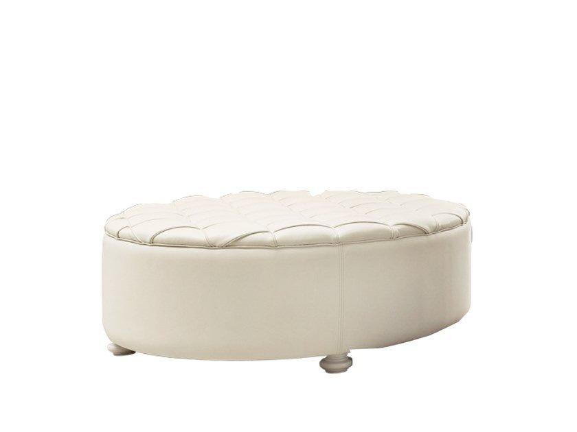 Upholstered round leather pouf | Fashion Time by Barnini Oseo