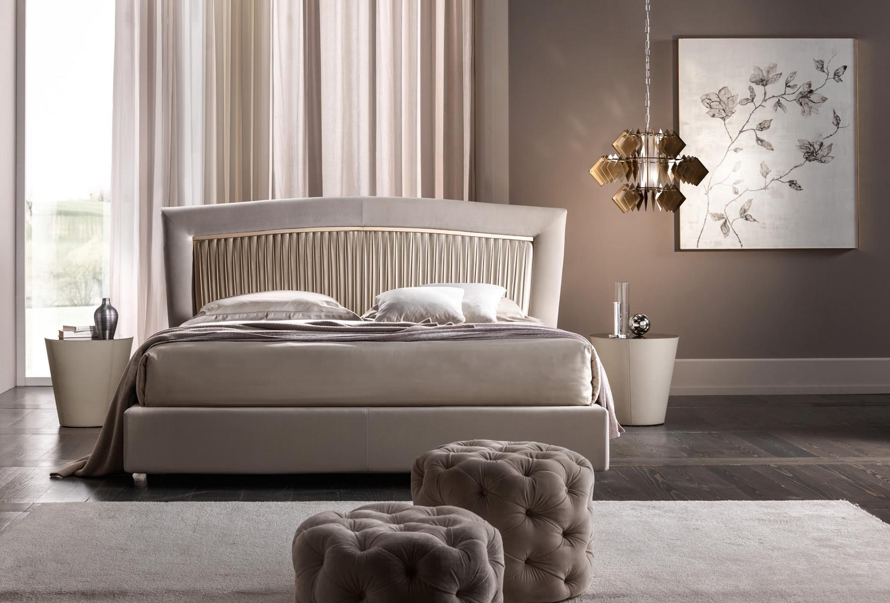 Upholstered velvet double bed | Portofino Plissè by Cantori