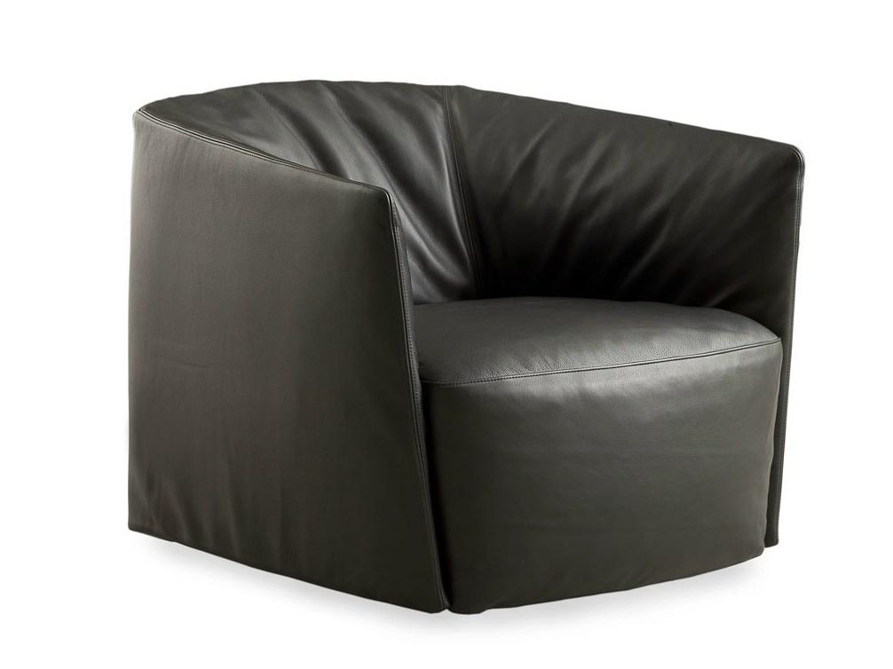 Upholstered leather armchair | Santa Monica by Poliform